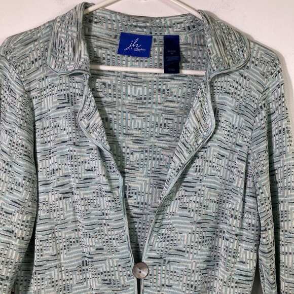 Womens JH Collectibles Petite Silk Blend‎ Cardigan Green Gray Cream PM - Picture 3 of 8